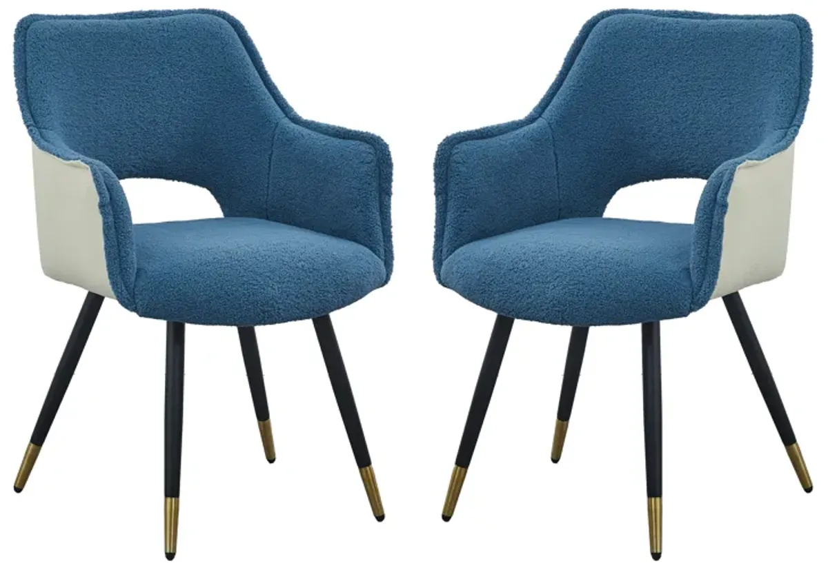 Streamdale Set of 2 Blue Fabric Side Accent Chairs, 23" x 23" x 34
