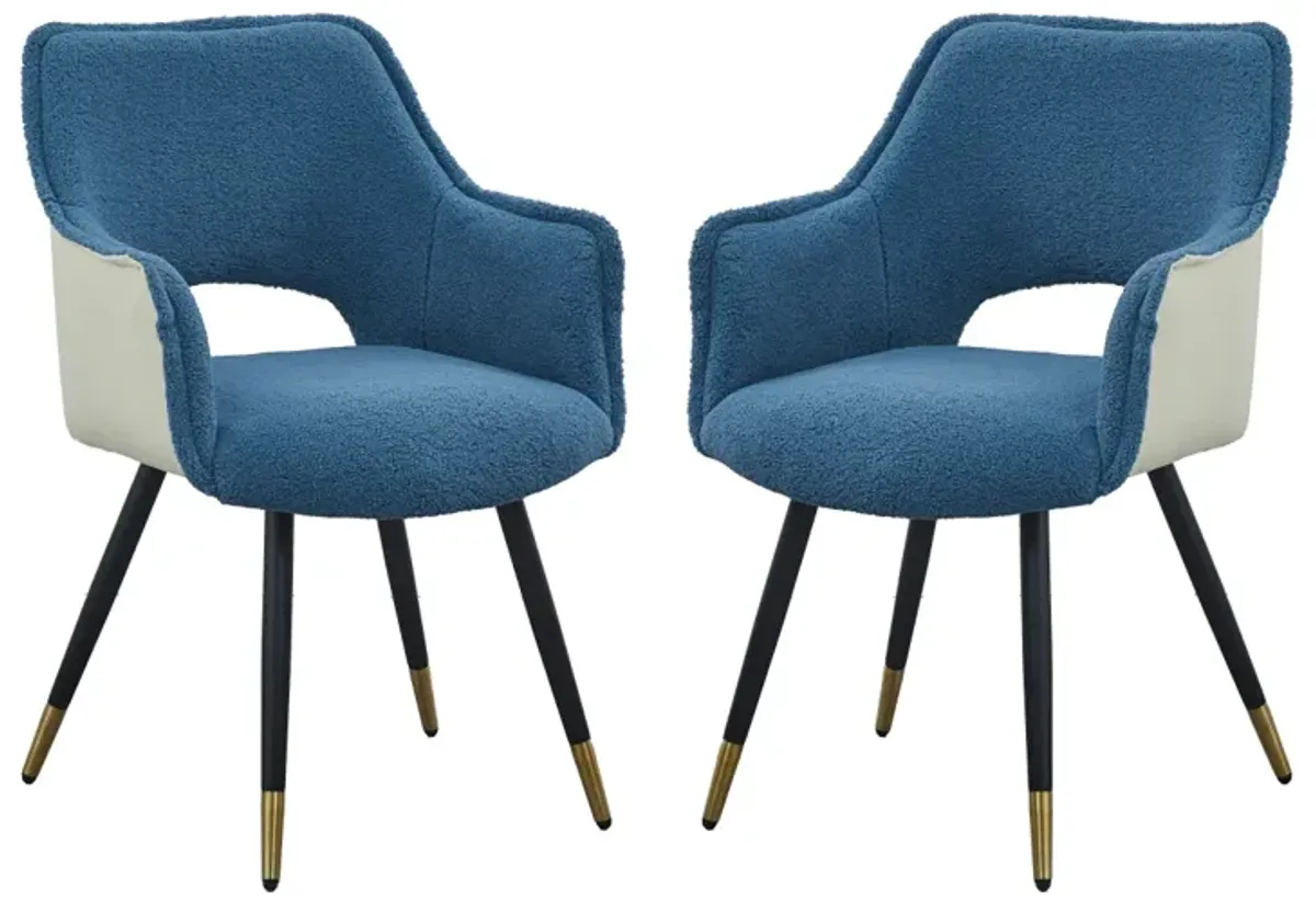 Set Of 2 Blue Fabric Side Chair, Living Room Bedroom Kitchen Vanity Accent Chair, 23" X 23" X 34"