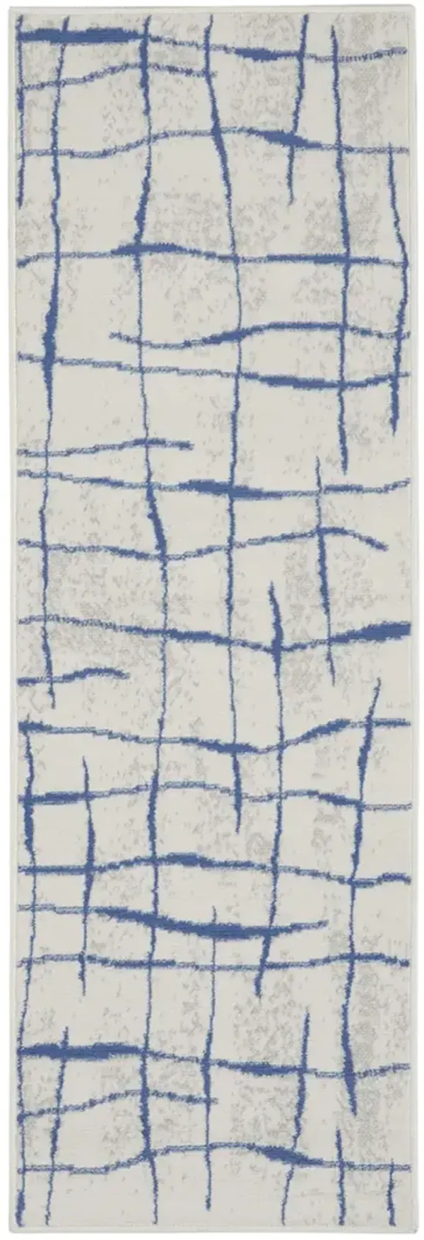 Whimsicle WHS09 Ivory/Blue 2' x 8' Rug