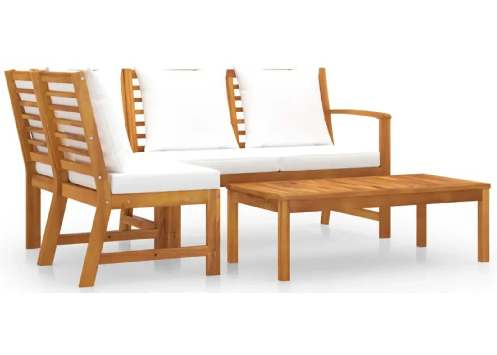 vidaXL 4 Piece Garden Lounge Set with Cushion Cream Solid Acacia Wood