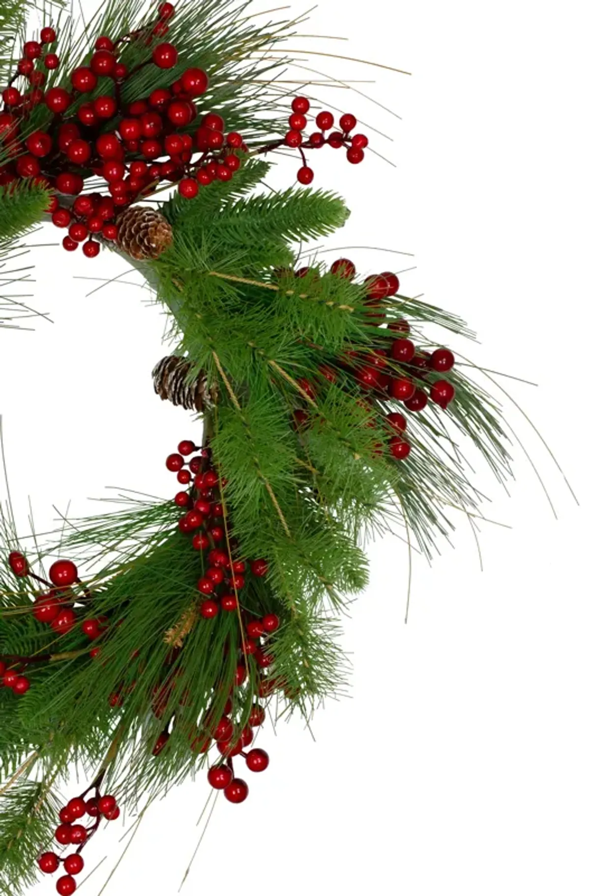 24-Inch Mixed Pine and Red Berry Artificial Christmas Wreath - Unlit