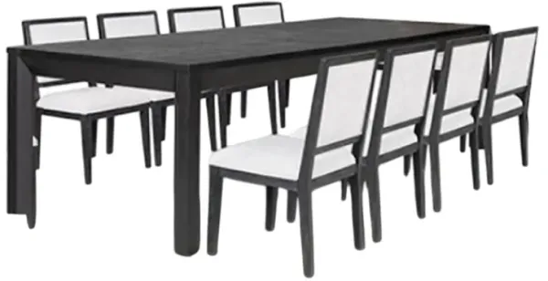 Kizie 9pc Dining Table Set, 94-118 Inch Extendable, Black Wood Chairs - Benzara