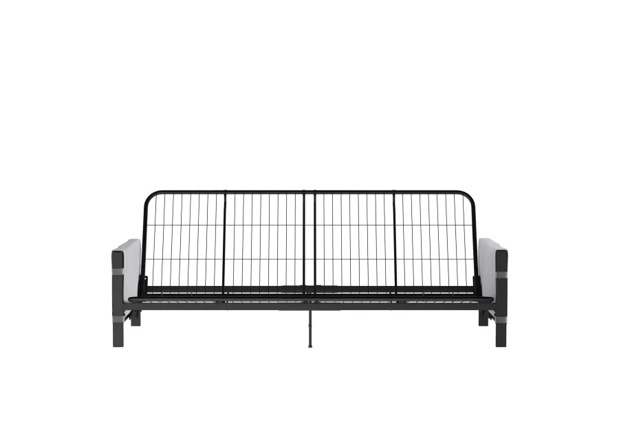 Avanti Black Metal Futon Frame with Storage Pockets