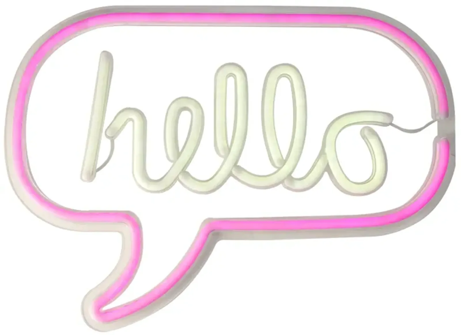 17" Pink and White 'Hello' Word Bubble LED Neon Style Wall Sign