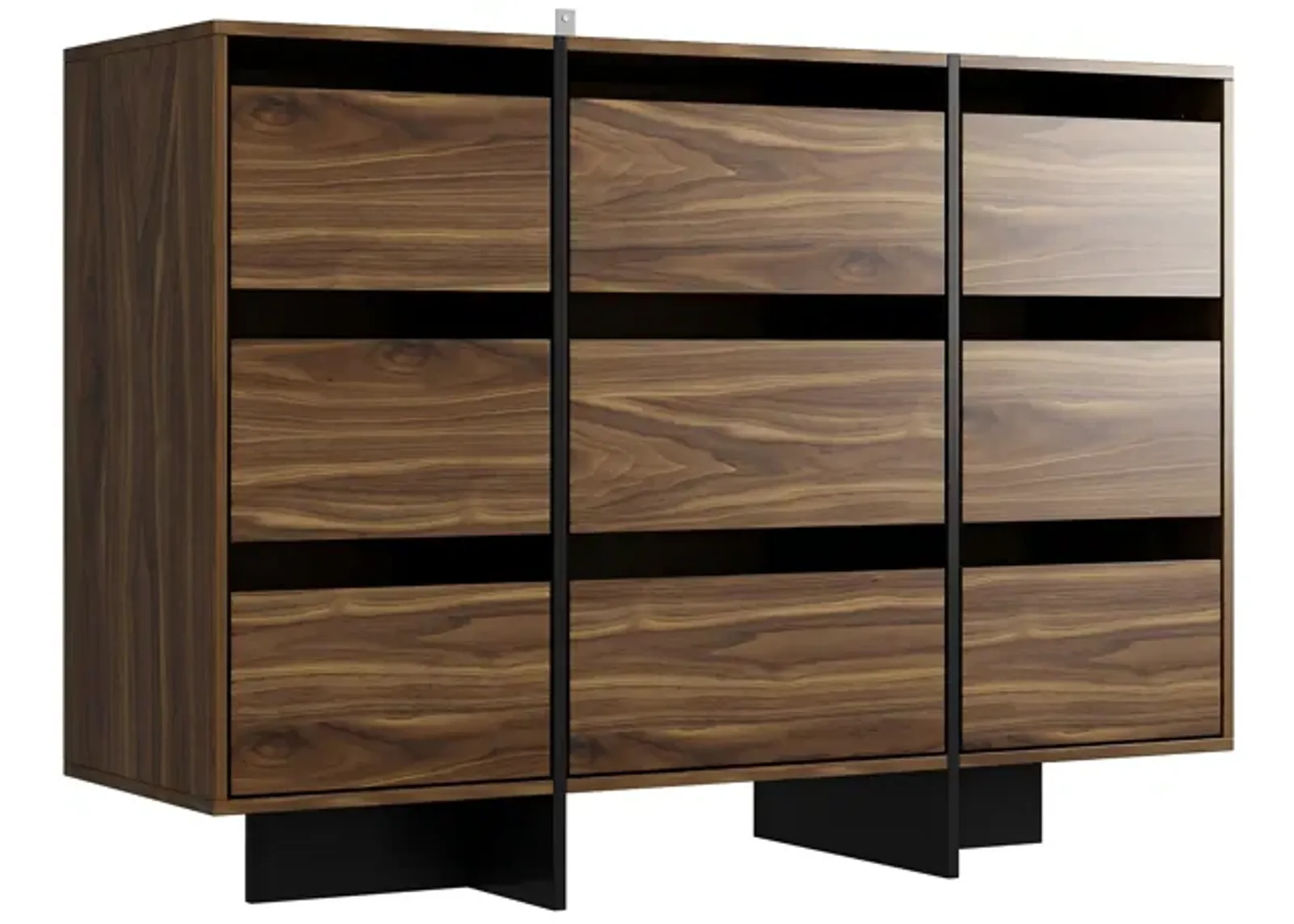 FUFU&GAGA Modern 9-Drawer Dresser with Walnut Finish and Ample Storage for Bedroom or Living Room (39.4" W x 28.3" H x 13.2" D) Brown