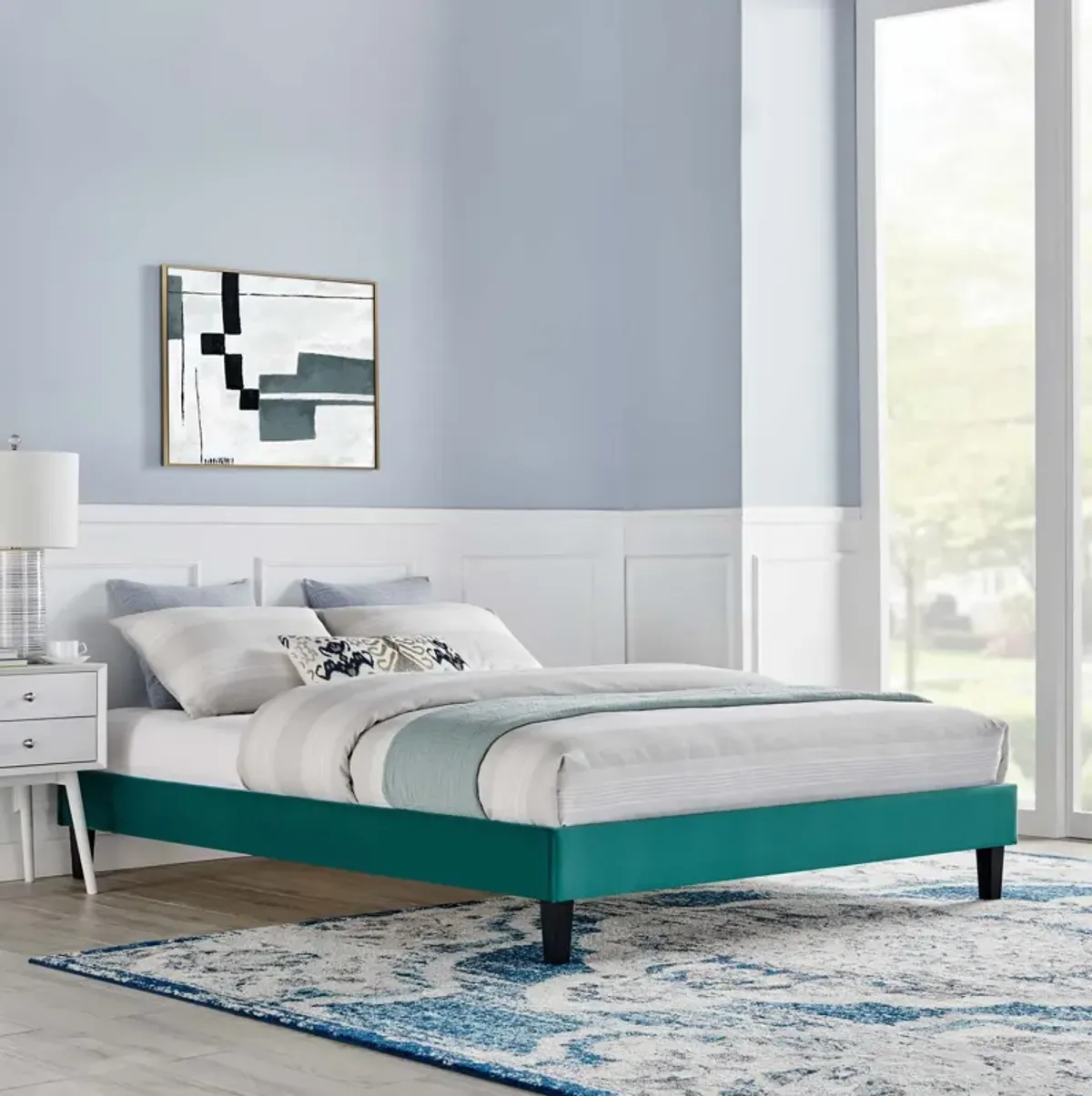 Modway - Reign King Performance Velvet Platform Bed Frame