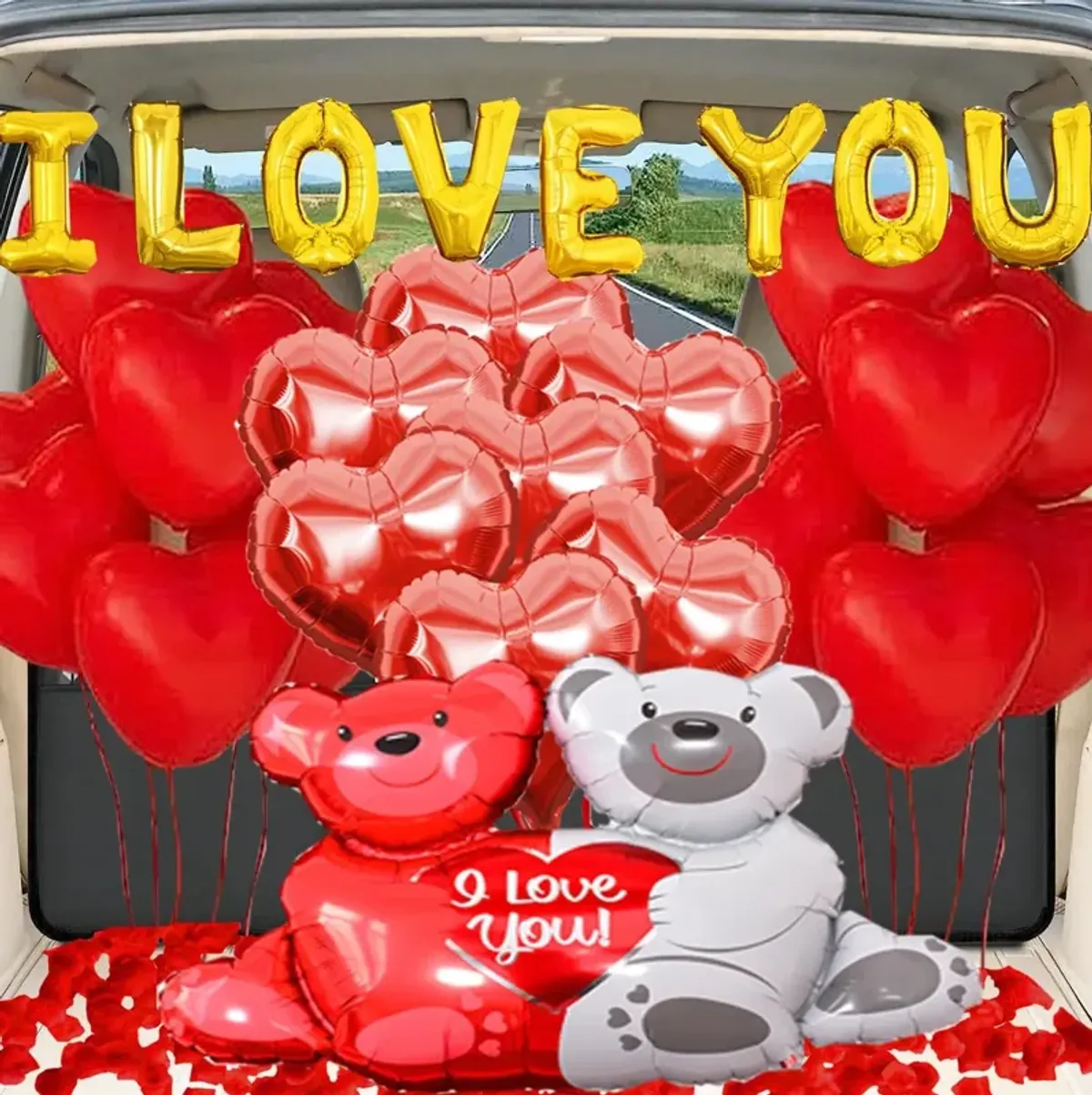 I Love You Balloons,Heart Balloons Kit,1000Pcs Dark-Red Silk Rose