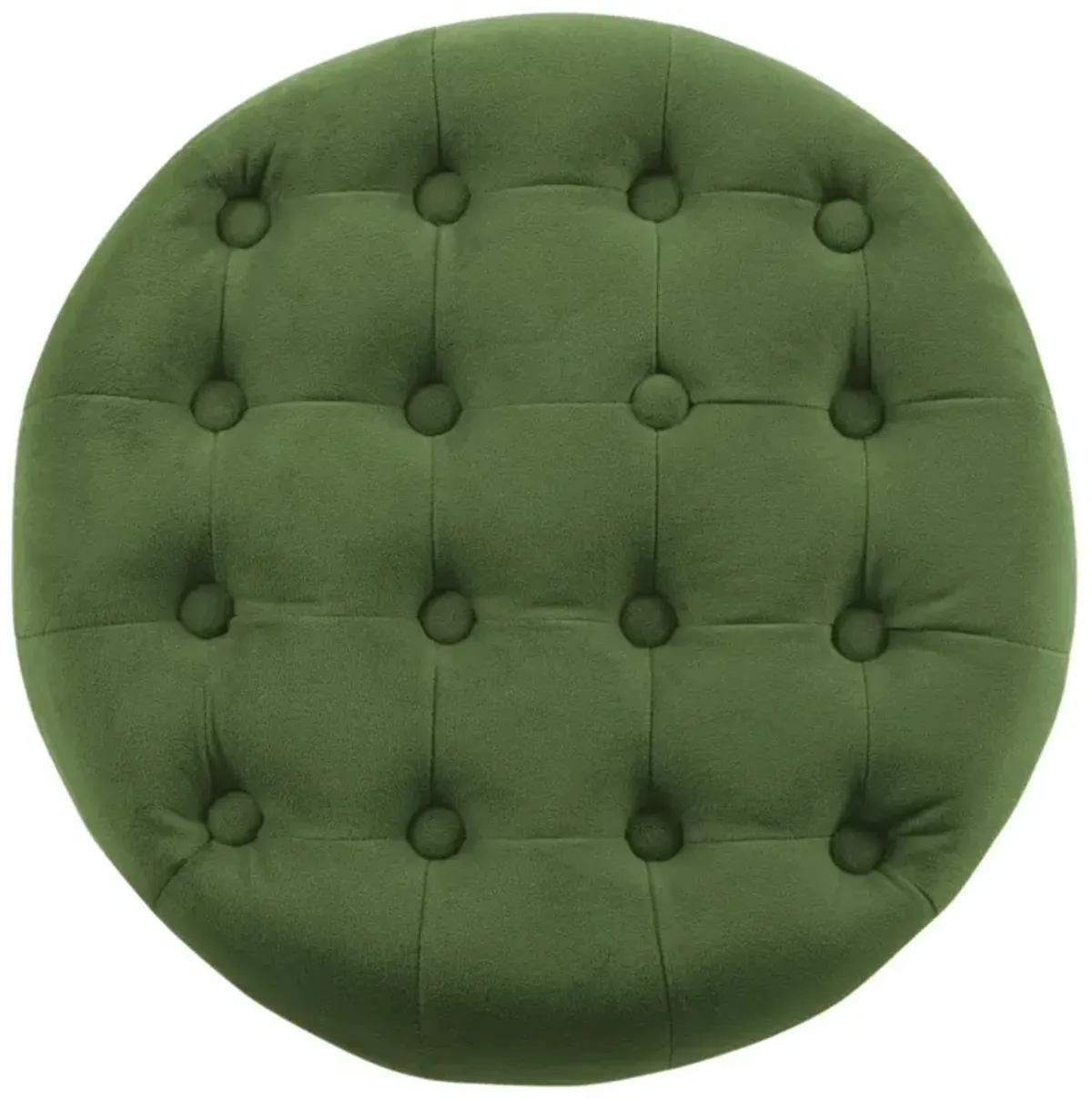 Button Tufted Velvet Upholstered Wooden Ottoman with Hidden Storage, Green and Brown - Benzara