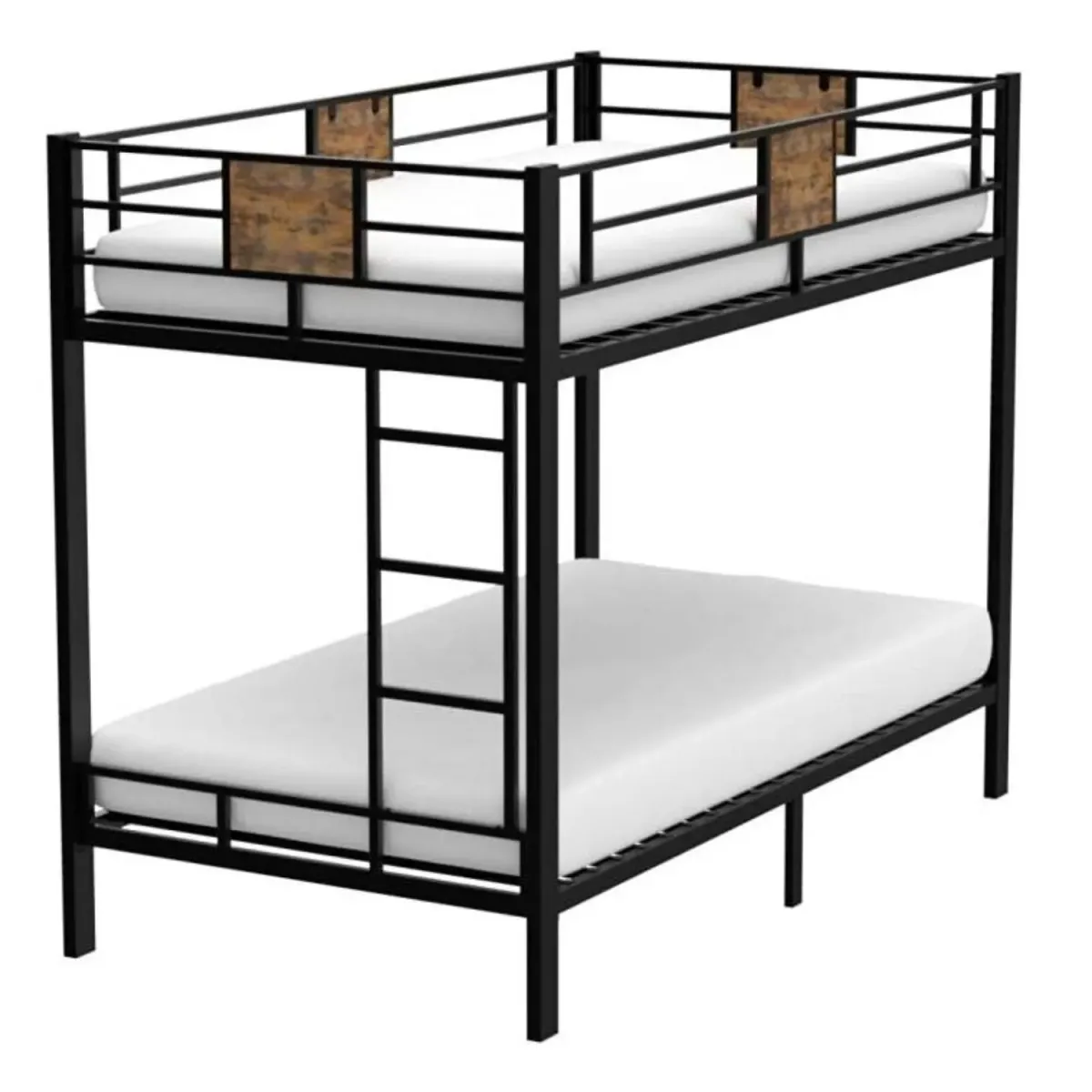 Hivvago Twin over Twin Heavy Duty Metal Bunk Bed in Black with Side Ladder