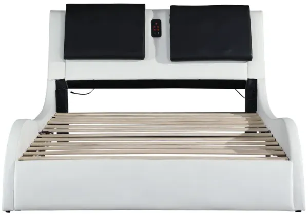 Streamdale PU Platform Bed with LED Lighting & Tooth Lock