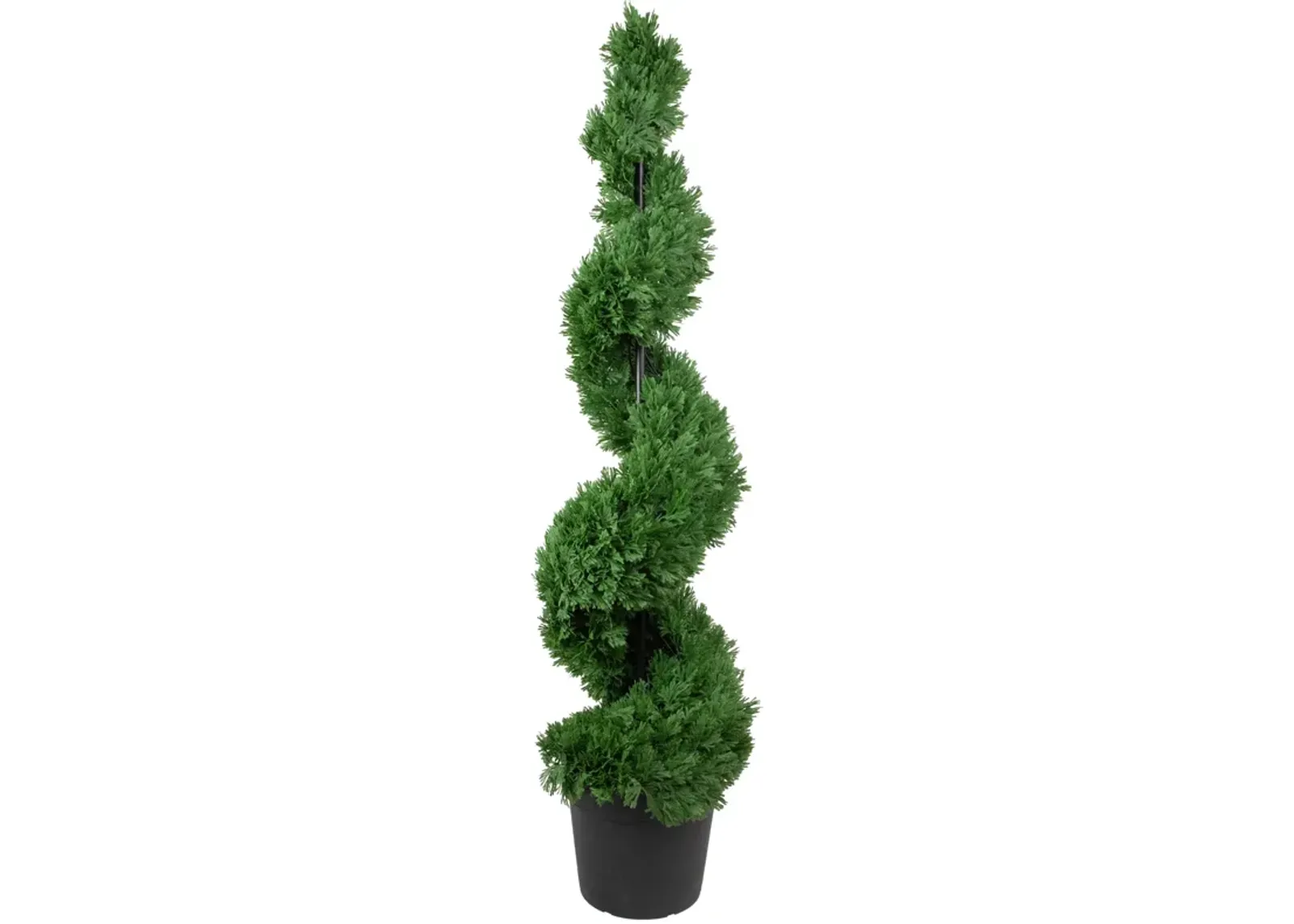 5' Artificial Cedar Spiral Topiary Tree in Black Pot  Unlit