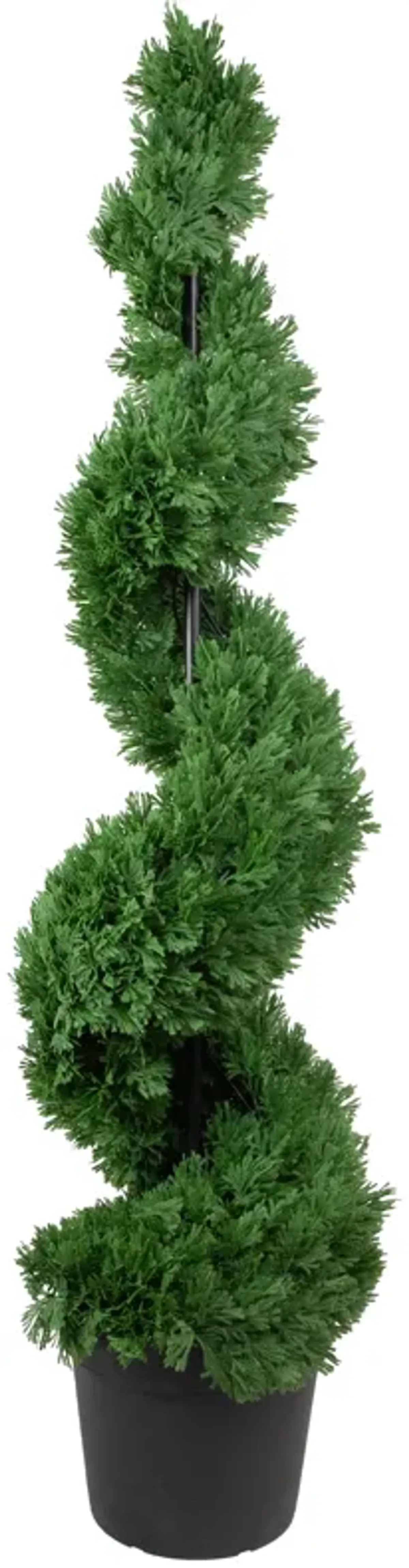 5' Artificial Cedar Spiral Topiary Tree in Black Pot  Unlit