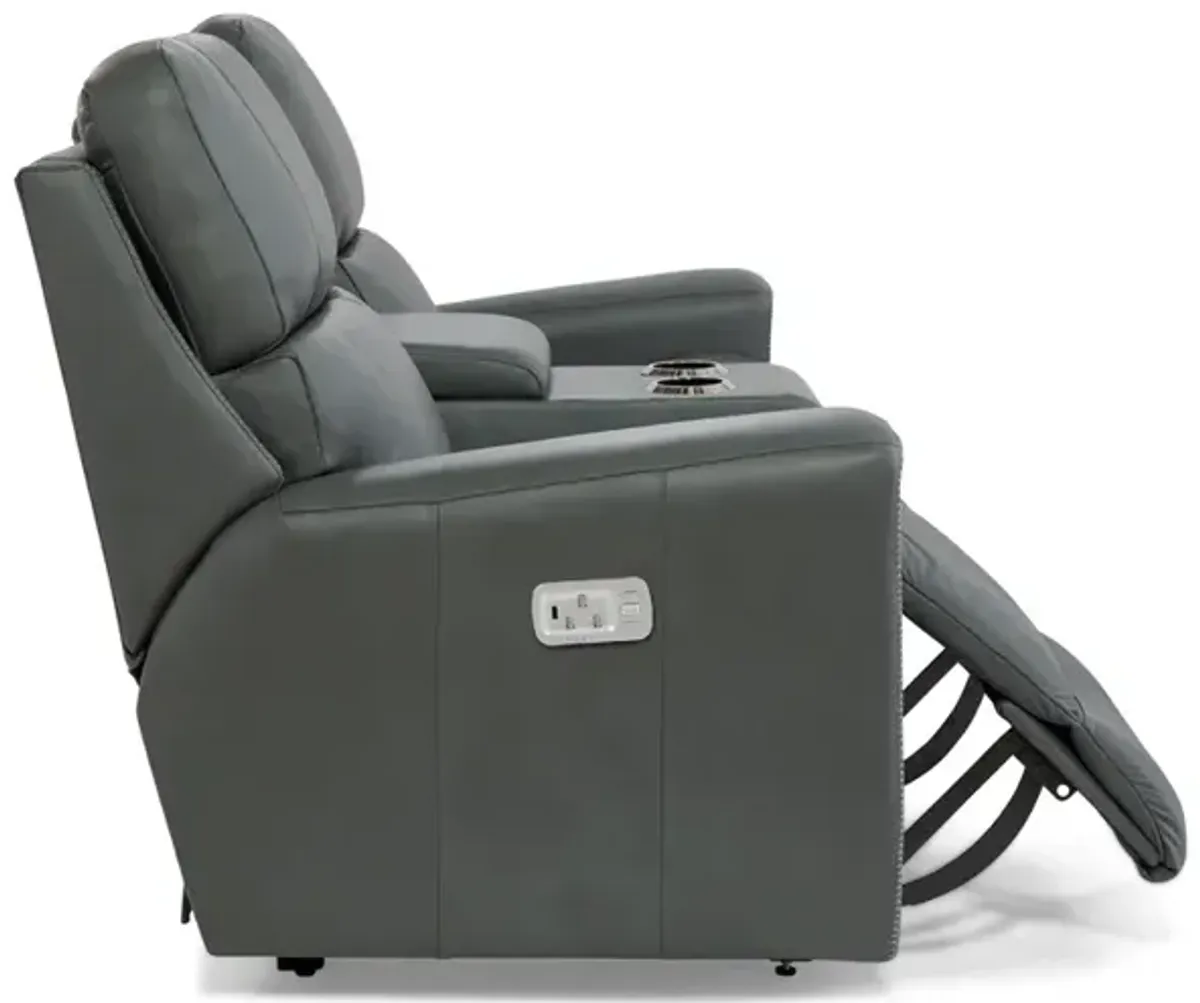 Apollo Blue Grey Power Motion Loveseat