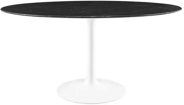 Modway - Lippa 60" Round Artificial Marble Dining Table White Black