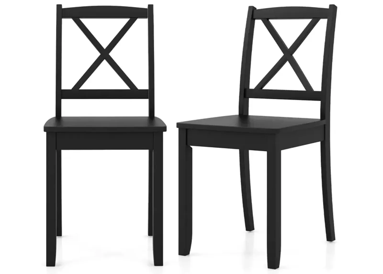 Wood Dining Chair Set of 2 with Rubber Wood Legs and Curved Backrest