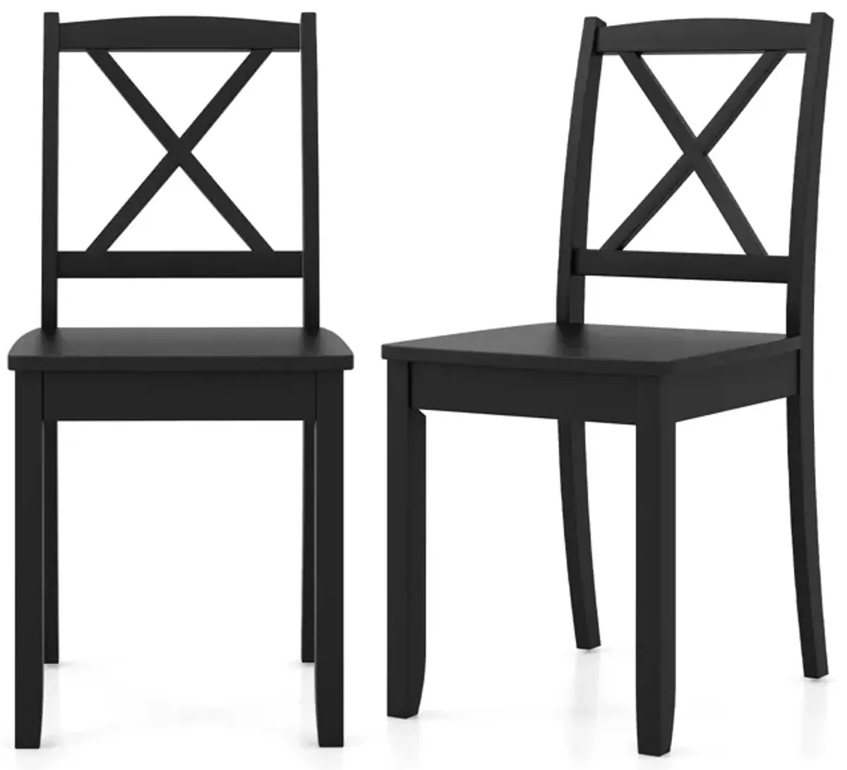 Wood Dining Chair Set of 2 with Rubber Wood Legs and Curved Backrest