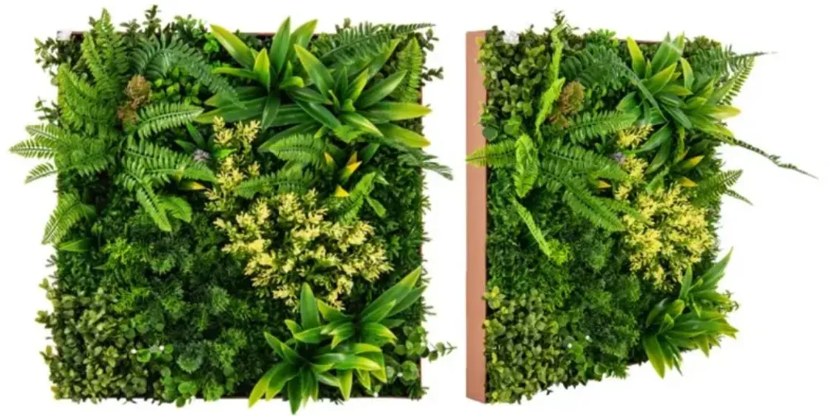 Hivvago 20" x 20" 3D Hanging Greenery Hedge with 11 Types of Mixed Faux Plants for Indoor Outdoor