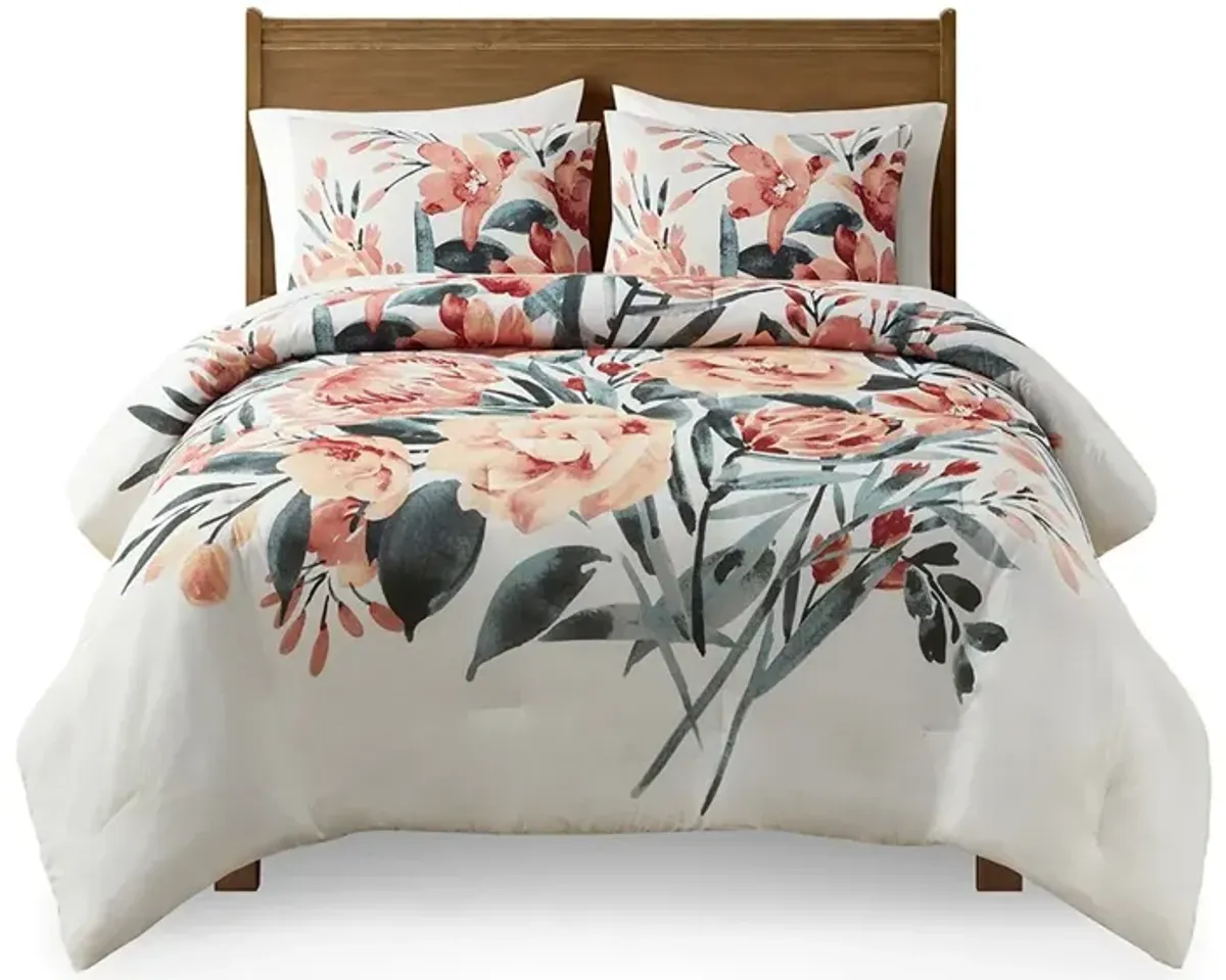 Gracie Mills 3-Piece Mid-Century Floral Comforter Set