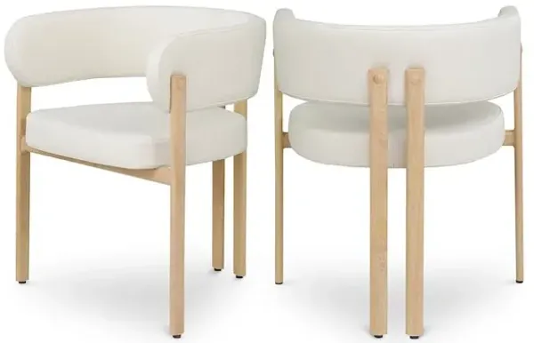 Meridian Furniture Gideon Cream Vegan Leather Dining Chair, Set of 2