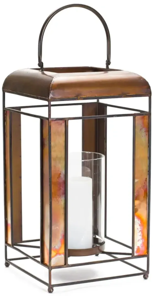 Lantern 9"L x 17.25"H - Sophisticated Metal Frame with Glass Panels