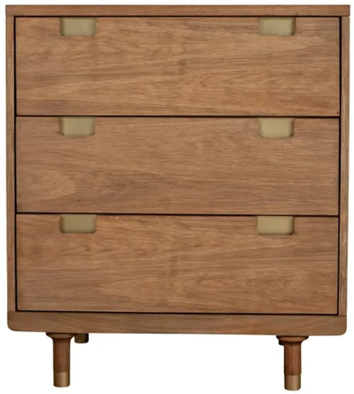 34 inch 3 Drawer Wooden Chest with Cutout Pulls, Small, Brown - Benzara