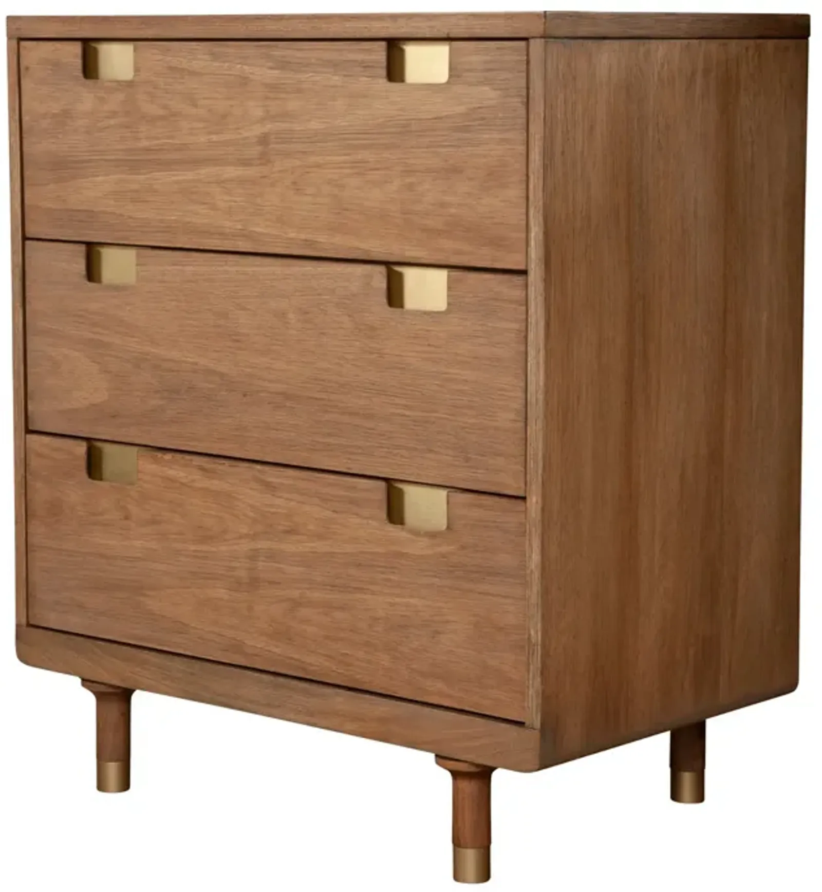 34 inch 3 Drawer Wooden Chest with Cutout Pulls, Small, Brown - Benzara