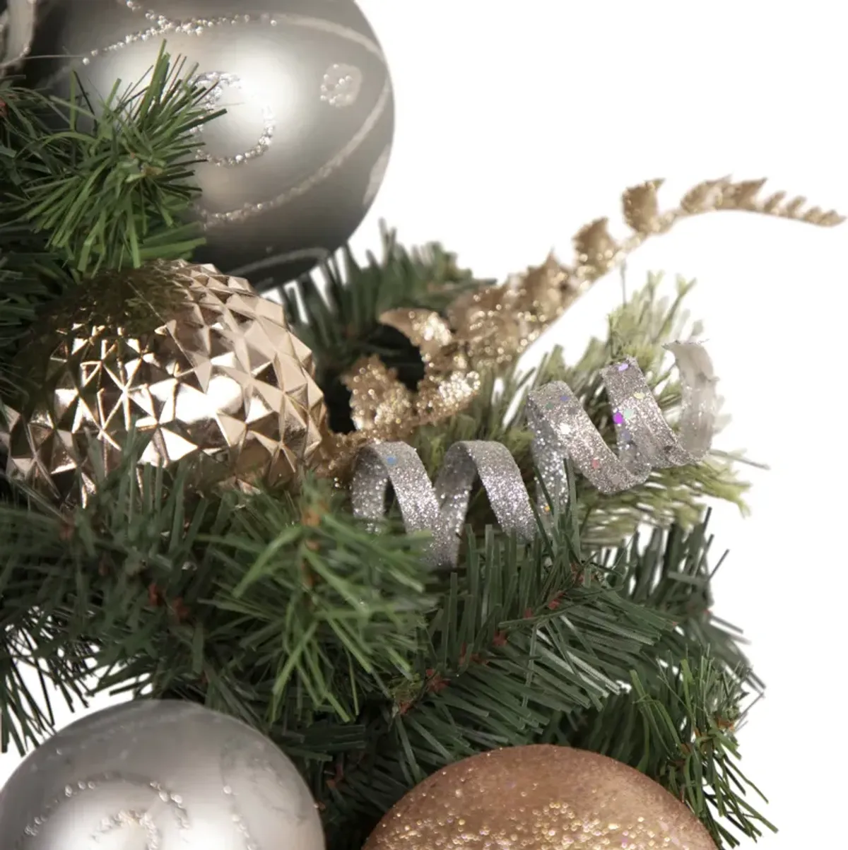 Pine and Ball Green Artificial Christmas Wreath - 24-Inch  Unlit