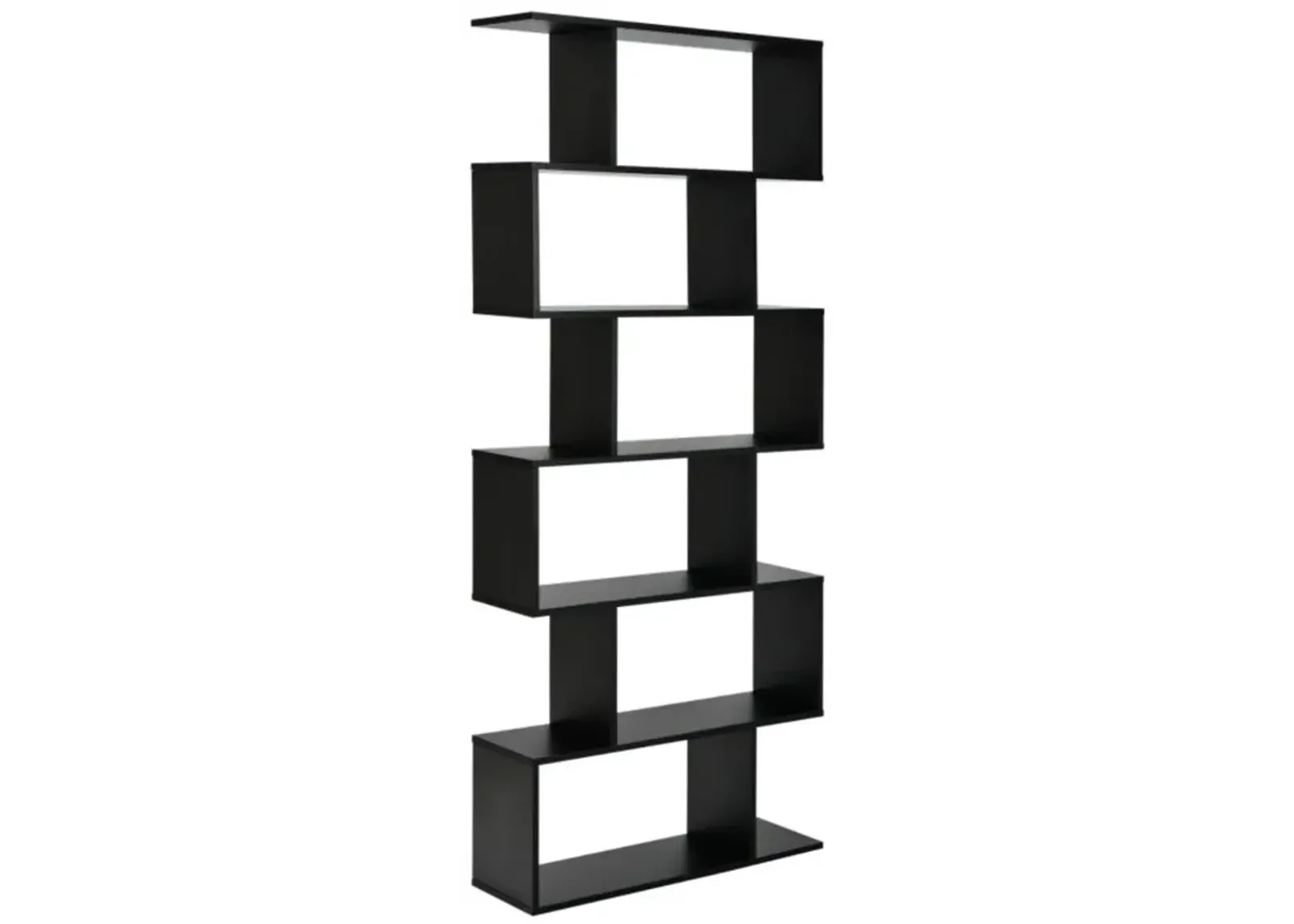 Hivvago 6 Tier S-Shaped Bookshelf Storage Display Bookcase Decor Z-Shelf