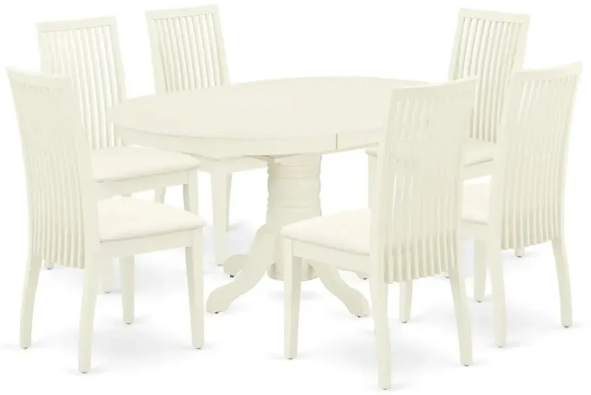 Dining Room Set Linen White, AVIP7-LWH-C