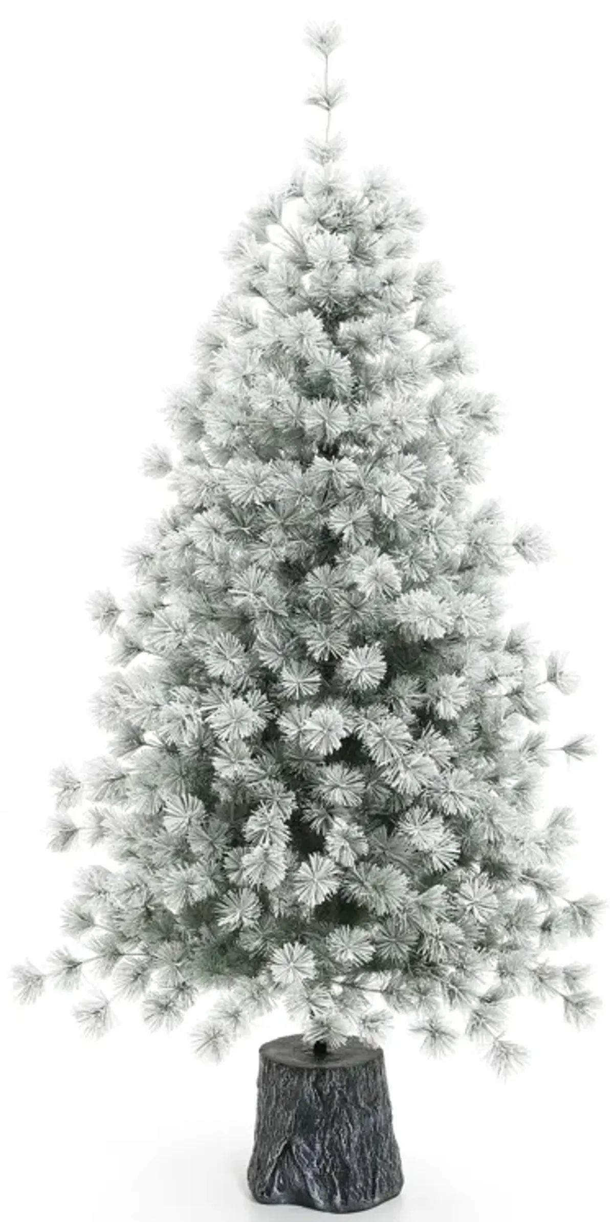 LuxenHome 5.5Ft Flocked Full Artificial Christmas Tree Potted