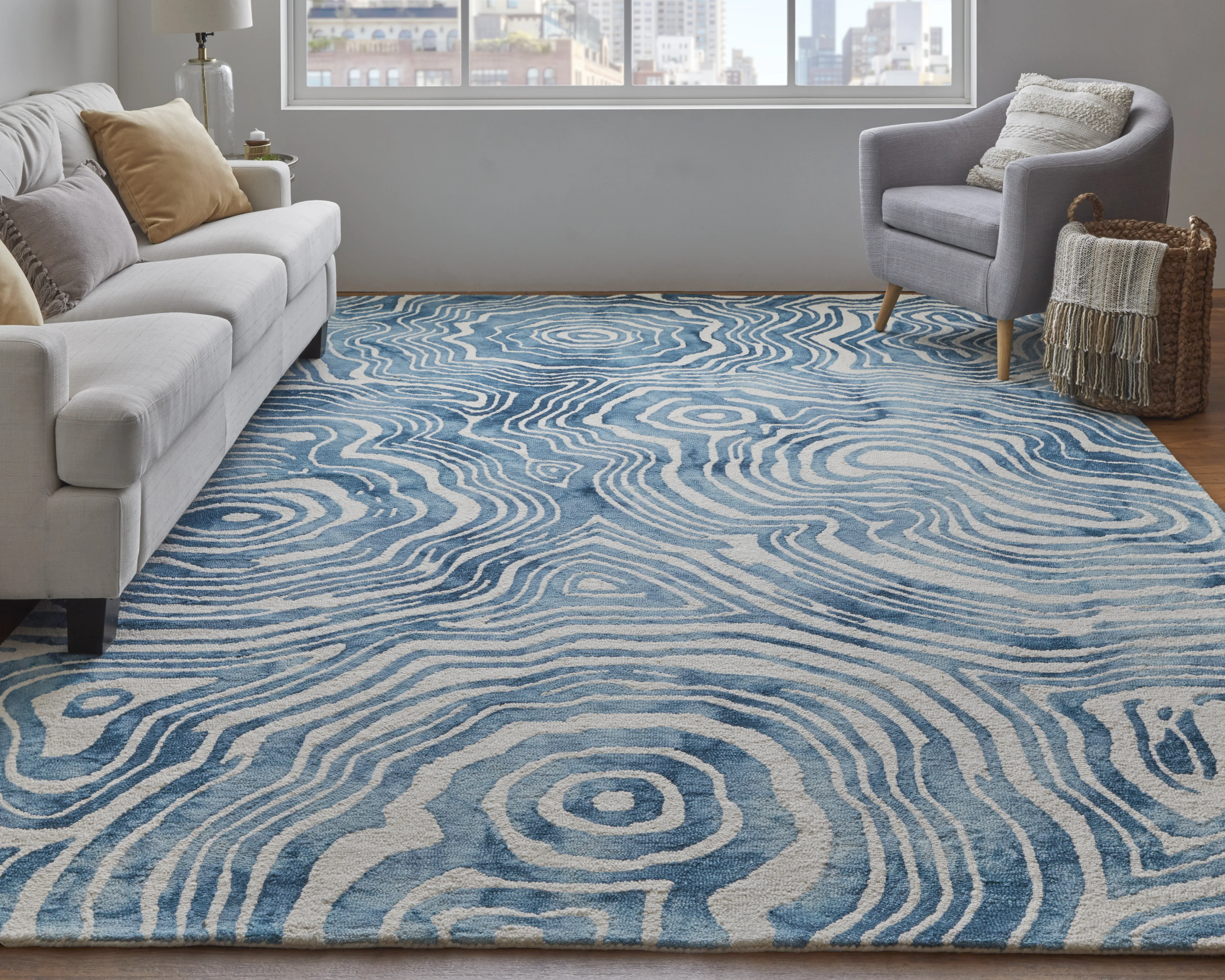 Lorrain 8920F Blue/Ivory 2' x 3' Rug