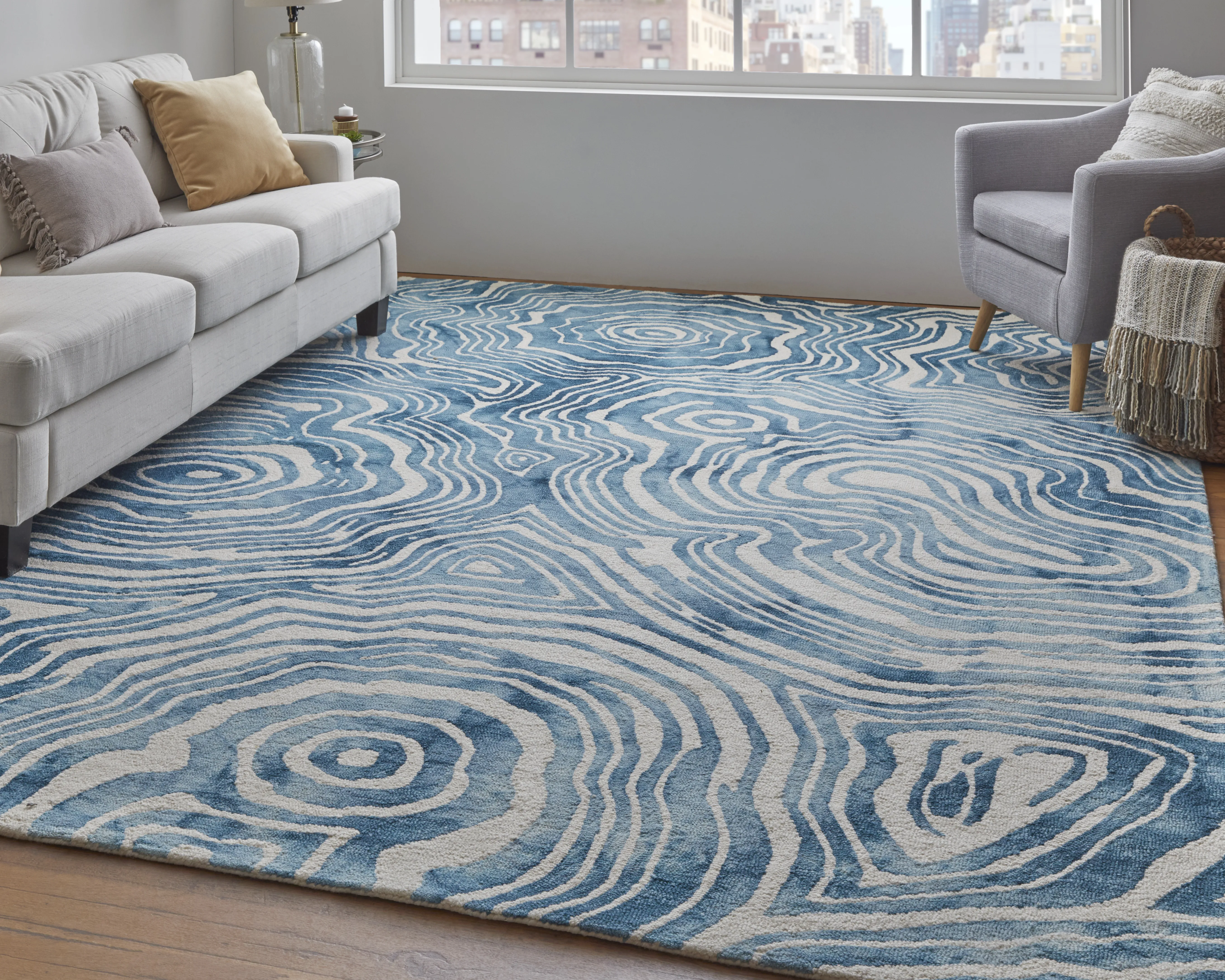 Lorrain 8920F Blue/Ivory 2' x 3' Rug