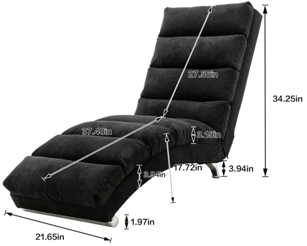 Mondawe Linen Ergonomic Electric Massage Long Chaise Lounger with Remote Control and 5 Modes