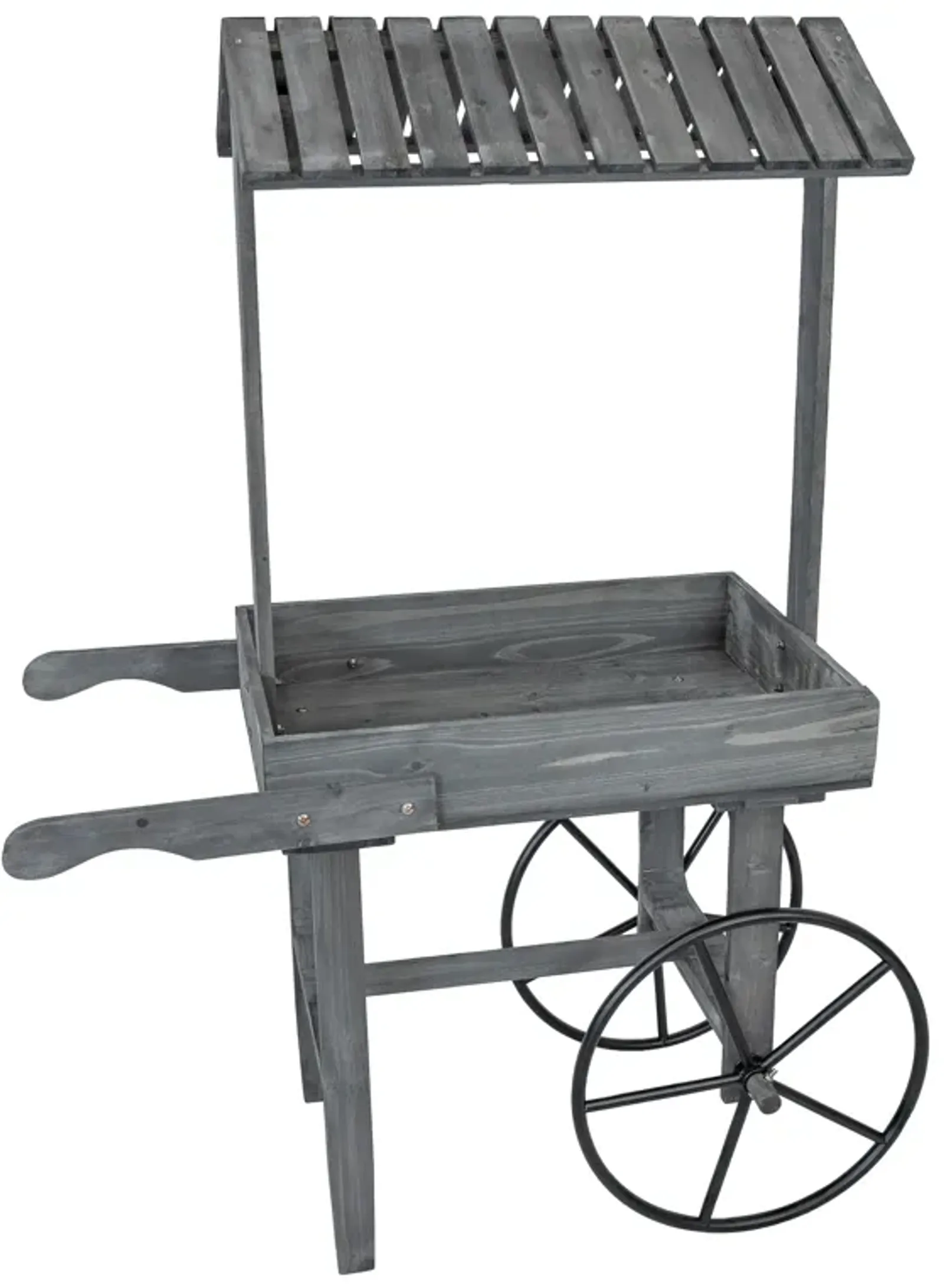 Sunnydaze Rustic, Vintage Flower Cart Display Stand with Wheels - Gray