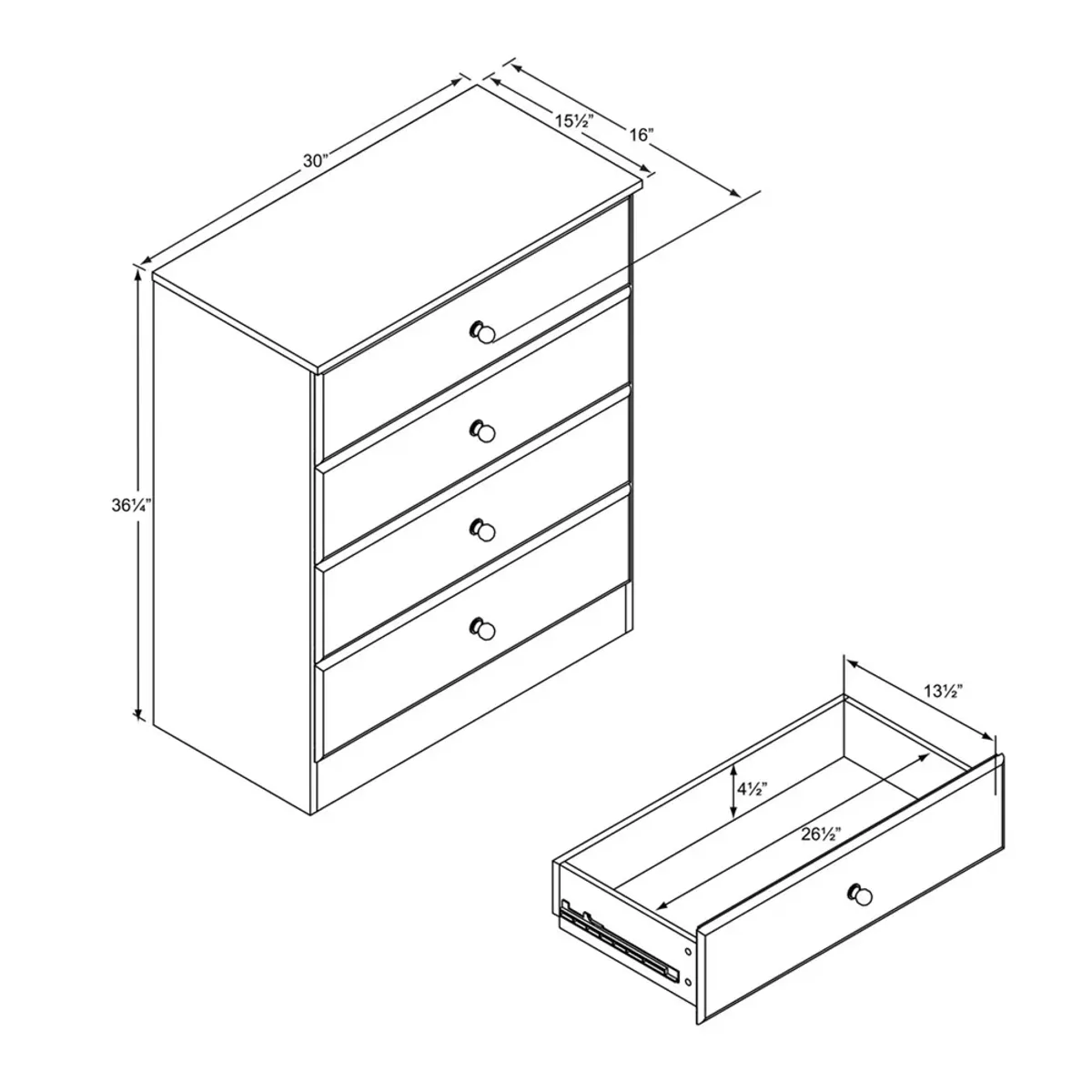 Prepac Astrid 4-Drawer Dresser, Espresso