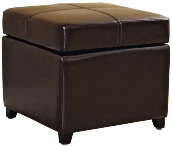 Baxton Studio Dark Brown Full  Leather Storage Cube Ottoman