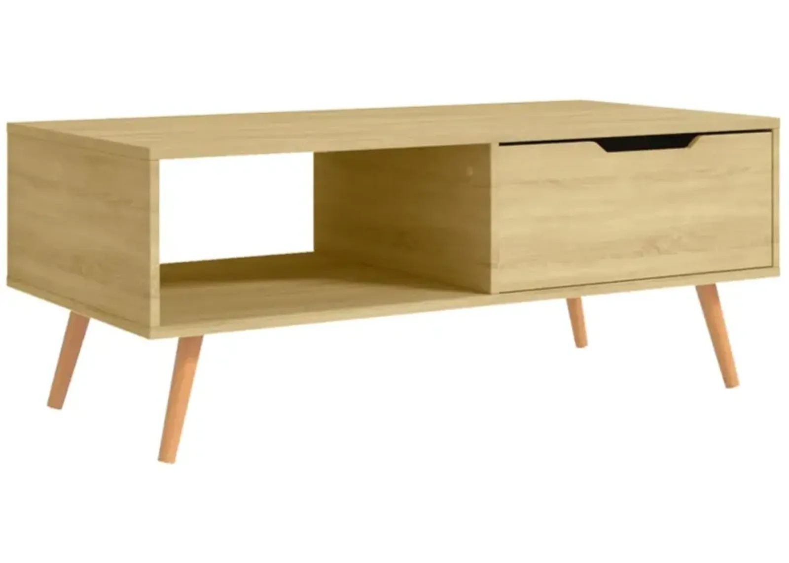 vidalXL Scandinavian Style Rectangular Coffee Table - Durable Engineered Wood and MDF Construction - Sonoma Oak Color