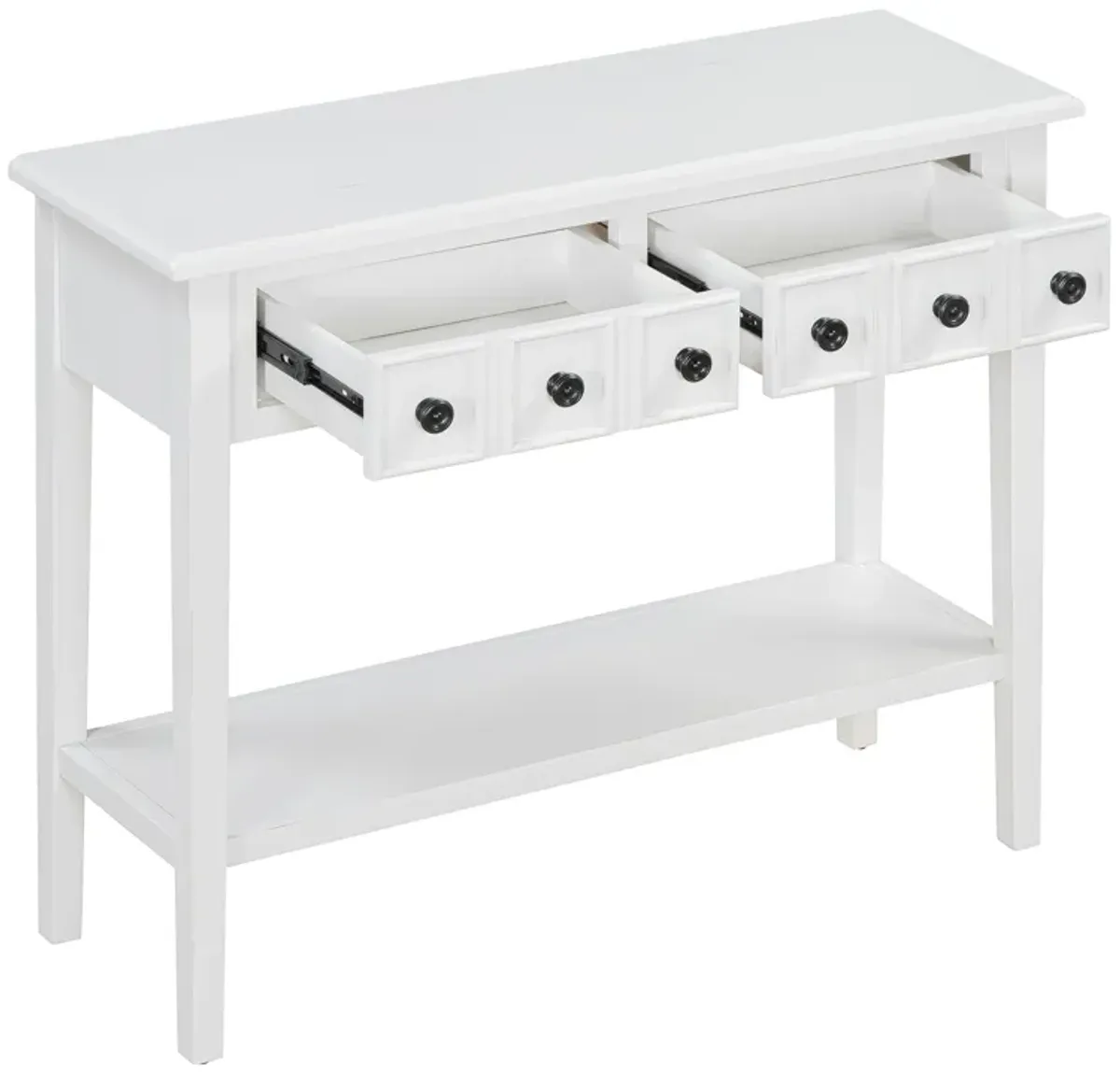 Merax Rustic Console Table with Drawers and Open Shelf