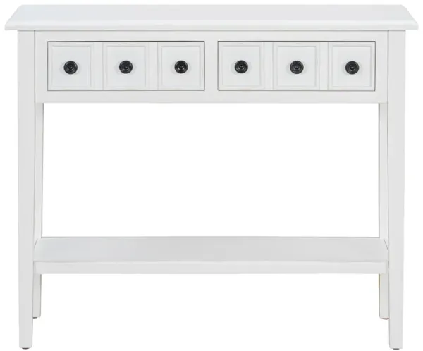 Merax Rustic Console Table with Drawers and Open Shelf