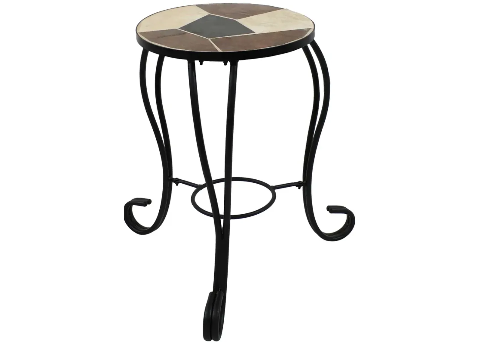 Sunnydaze 12.75 in Mosaic Ceramic Tile Round Patio Side Table Plant Stand