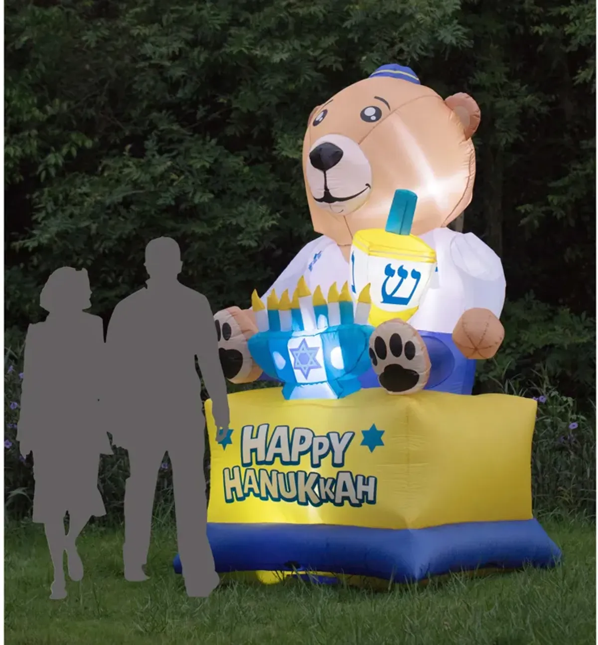 Giant Hanukkah Inflatable Bear - Yard Decor with Built-in Bulbs, Tie-Down Points, and Powerful Built in Fan