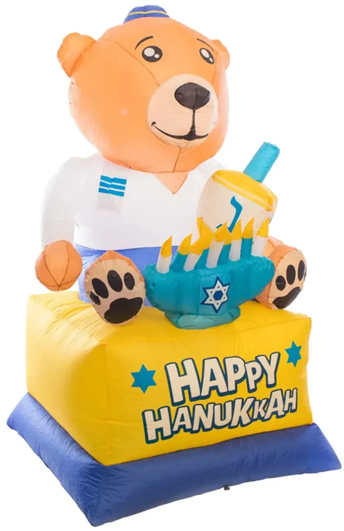 Giant Hanukkah Inflatable Bear - Yard Decor with Built-in Bulbs, Tie-Down Points, and Powerful Built in Fan