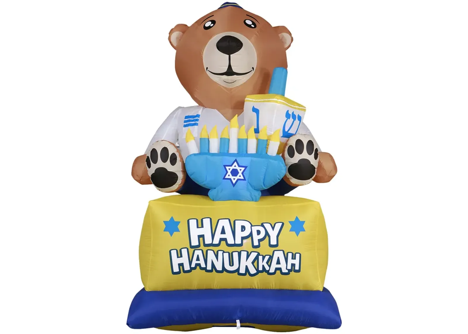 Giant Hanukkah Inflatable Bear - Yard Decor with Built-in Bulbs, Tie-Down Points, and Powerful Built in Fan