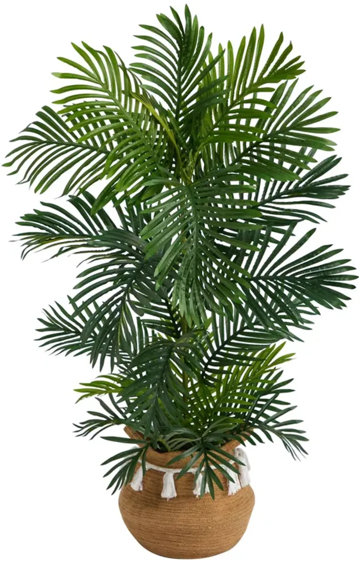 Nearly Natural 4-ft Areca Palm Tree in Boho Cotton Pot UV (Indoor/Outdoor)