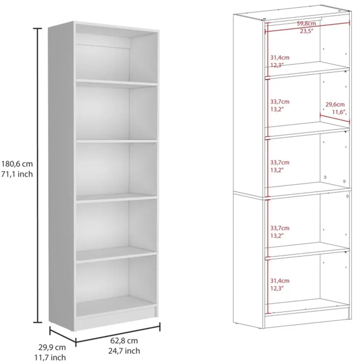 Blende 3 Piece Living Room Set with 3 Bookcases, White