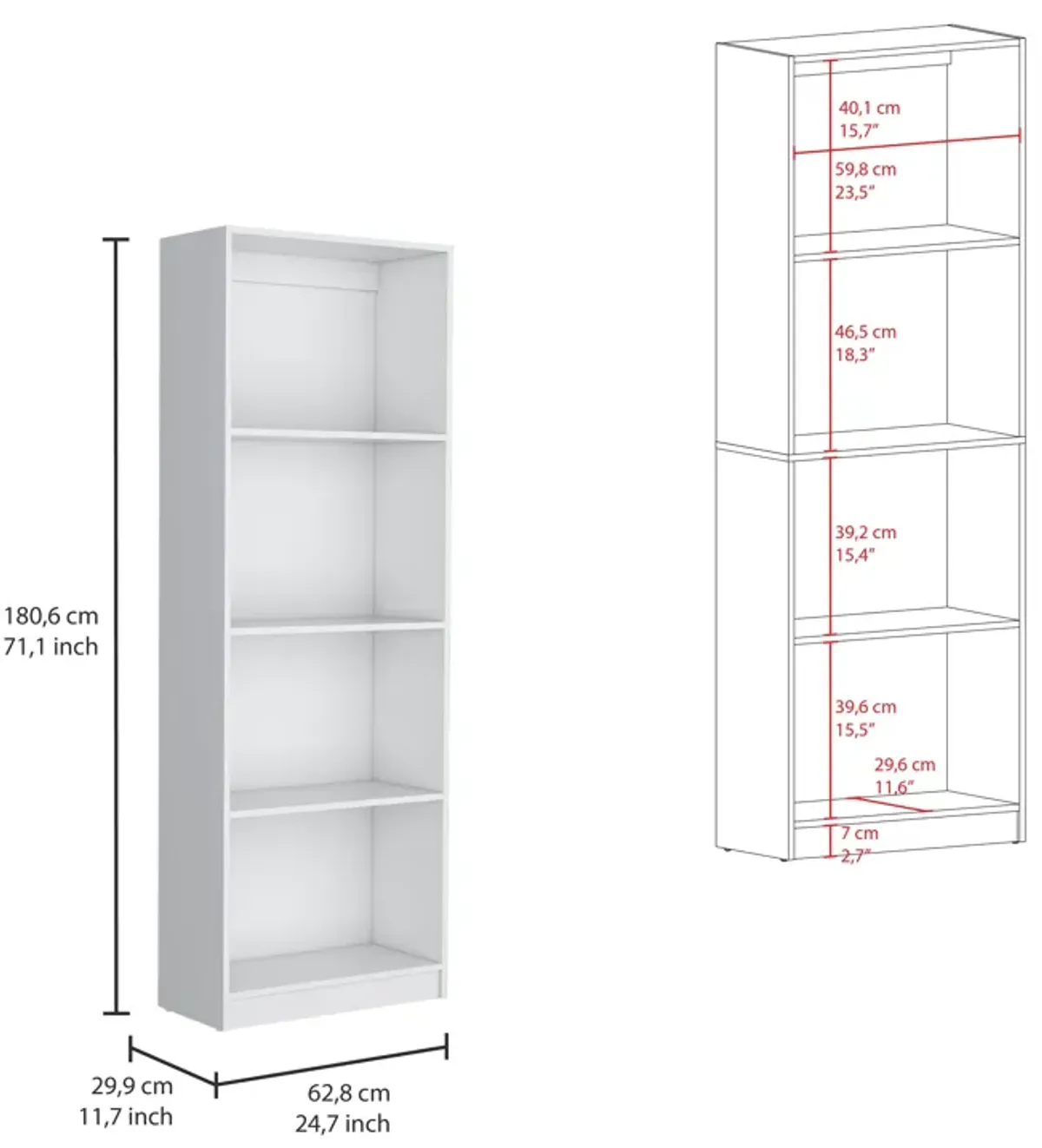 Blende 3 Piece Living Room Set with 3 Bookcases, White