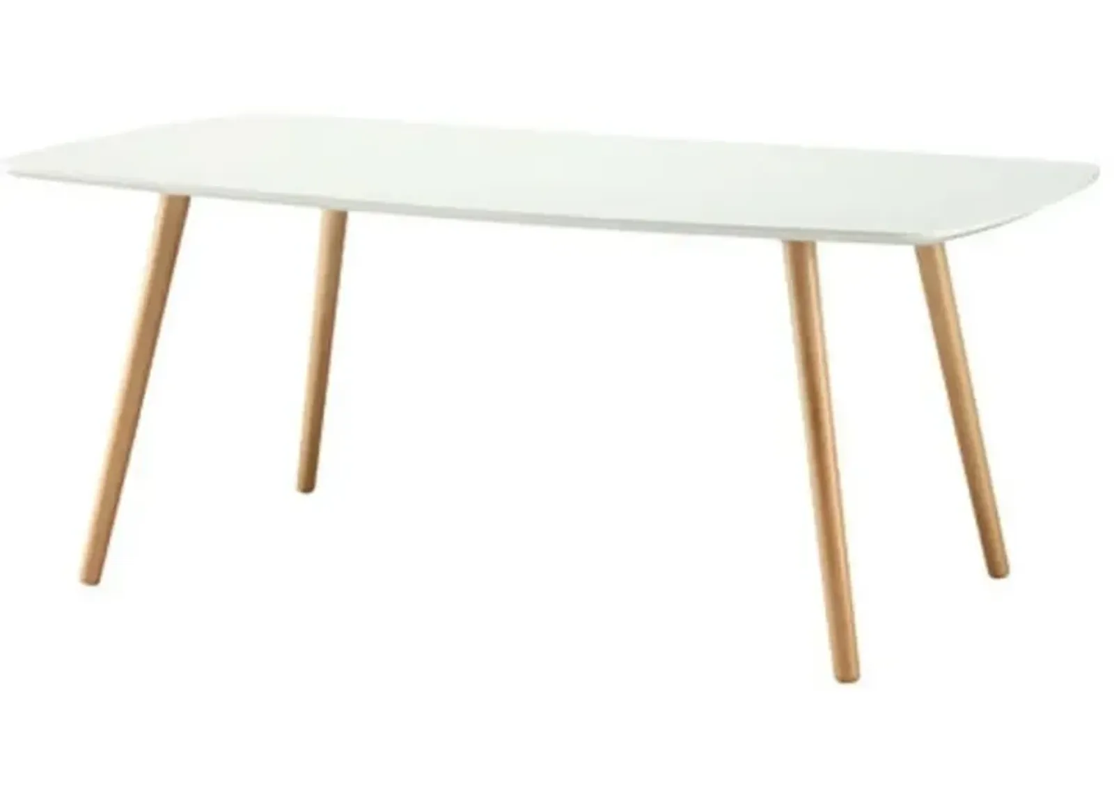 Hivvago White Top Mid-Century Coffee Table with Solid Wood Legs