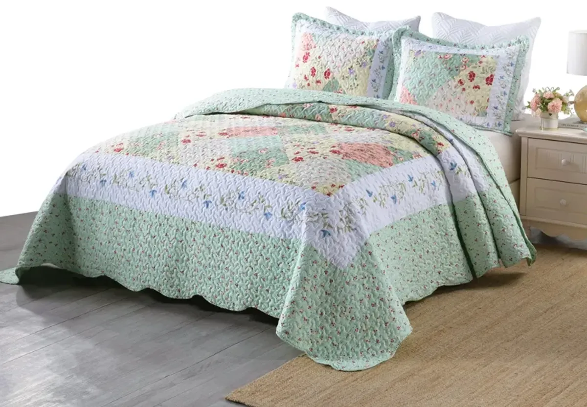 MarCielo 3 Piece Printed Quilt Bedspread Set