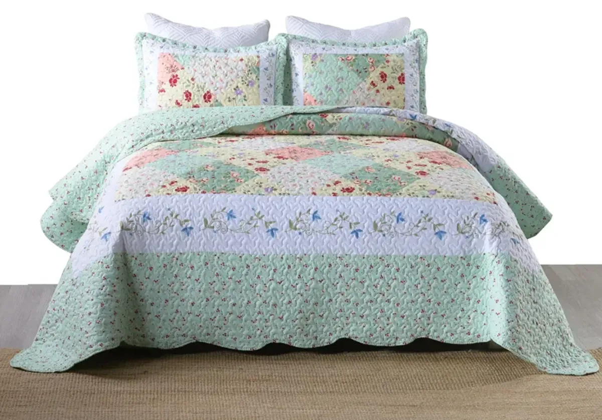 MarCielo 3 Piece Printed Quilt Bedspread Set