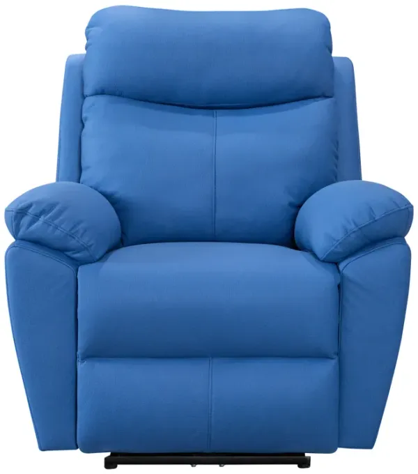 FC Design Modern Power Recliner Chair With USB Charging Port And Pillow Top Arms Palomino Fabric Single Seat Reclining Sofa - Azure Blue